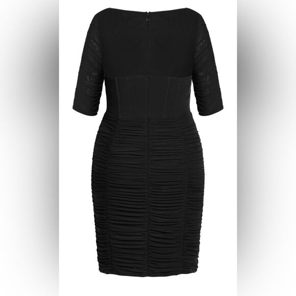 NWT City Chic Plus Size Sexy Bustier Ruched Long Sleeve in Black - Picture 3 of 7